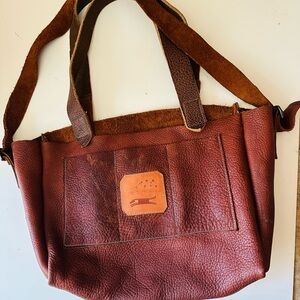 Chestnut Leather Messenger Bag Motorcycle made by Ilan Peer